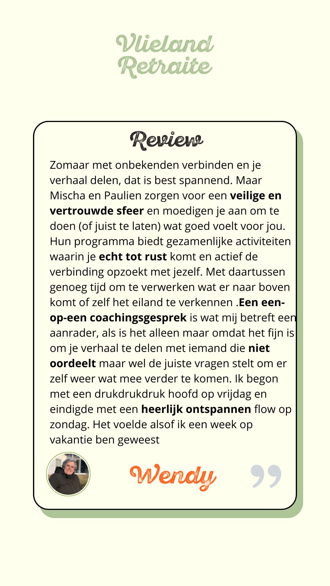Vlieland Retraite review Wendy